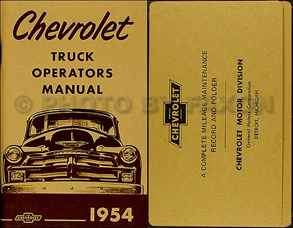 1954 Chevy Truck Owners Manuell Mit Umschlag 54 Chevrolet Pickup Suburban Panel-image