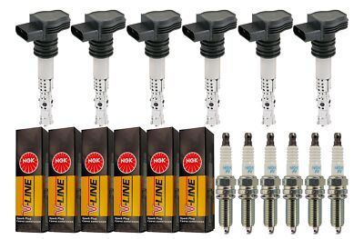 6x ESEN SKV Zündspule +6x NGK Zündkerze V-Line für BMW 5er E34 520i 24V 525i