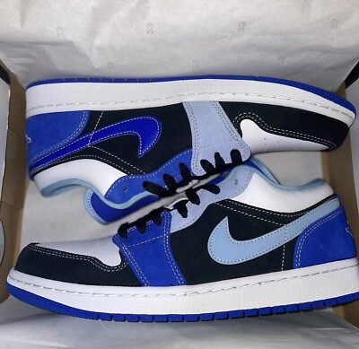 Nike Air Jordan 1 Low SE Mens Sz 9 Racer Blue Black White Sneakers