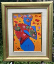 Vtg Peter Max Fan Dancer Porcelain Tile Franklin Mint Ltd Ed. 1989 Angel COA GC!