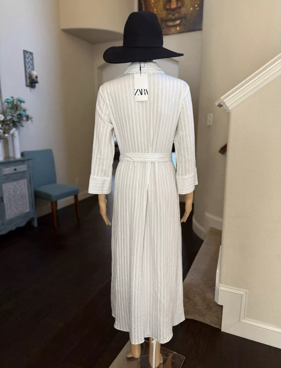 ZARA Women S, M, L, STRIPED SHIRT DRESS WITH LONG SLEEVES ZW