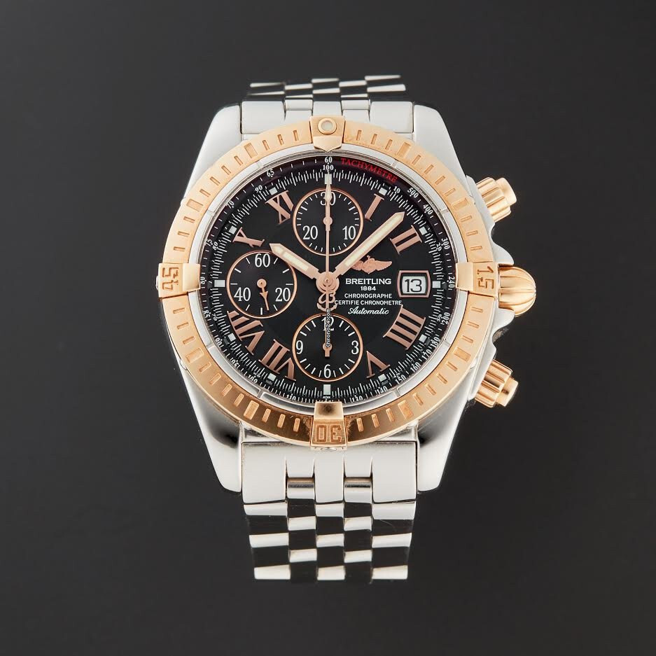 Breitling Chronomat Evolution 44 18kt Rose Gold Steel Black Dial