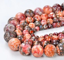 Natural Red Leopard Skin Jasper Round 4MM 6MM 8MM 10MM 12MM Loose Beads (D543)