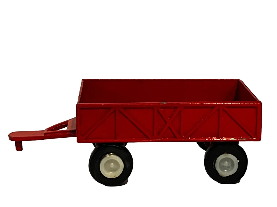 Remolque de granja tractor barcaza diecast juguete Tootsie 1980 vagón rojo 1:64 Foto 3 de 4