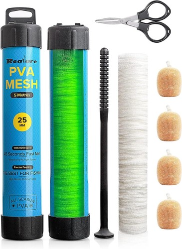 5M PVA Netz Angeln Set mit Schere, 18mm 25mm 37mm 44mm Breit PVA Mesh Karpfen - Bild 9 von 14