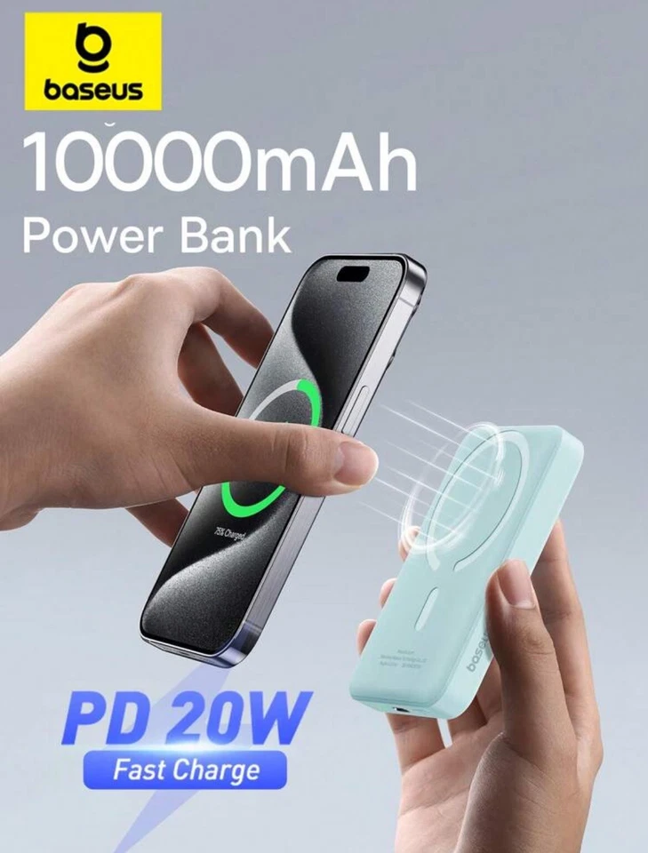 Baseus Magnetic Battery, Wireless Portable Charger 20W USB-C Blue - Imagem 2 de 4