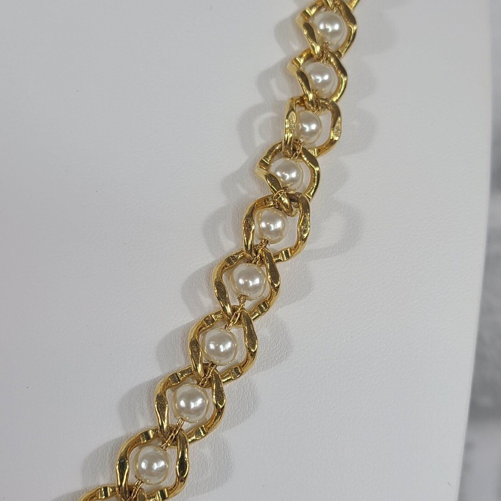 Napier Vintage Necklace Collar Signed Faux Pearl … - image 5