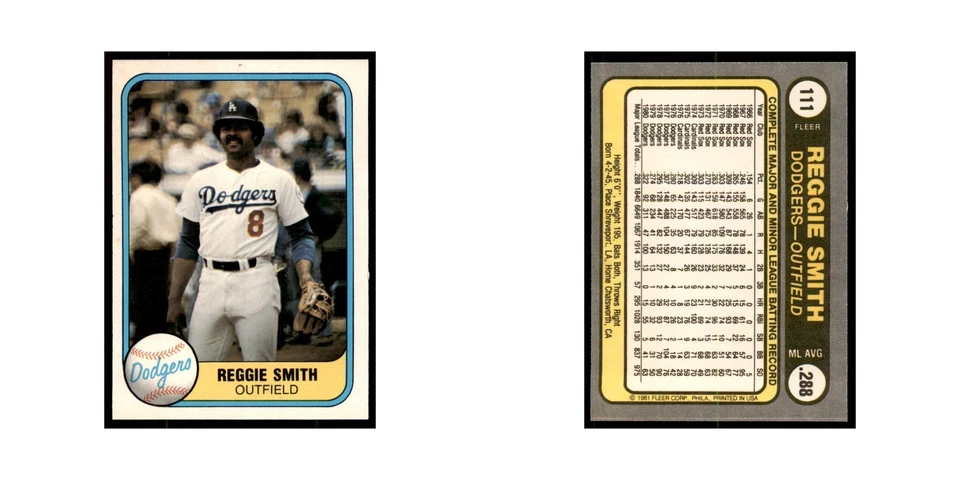 1981 Fleer Reggie Smith Baseball Cards #111 - Image 3 of 3
