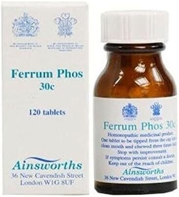 Ainsworths Ferrum Phos 30C Einzelzähler Heilmittel 120 Tabs - 5er-Pack