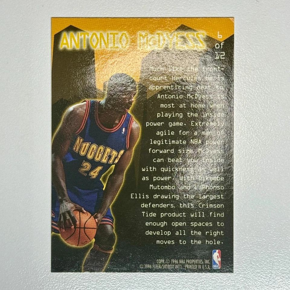 1995-96 Fleer Ultra #6 Antonio McDyess Rookie Jam City Hot Packs Nuggets - Image 2 of 2