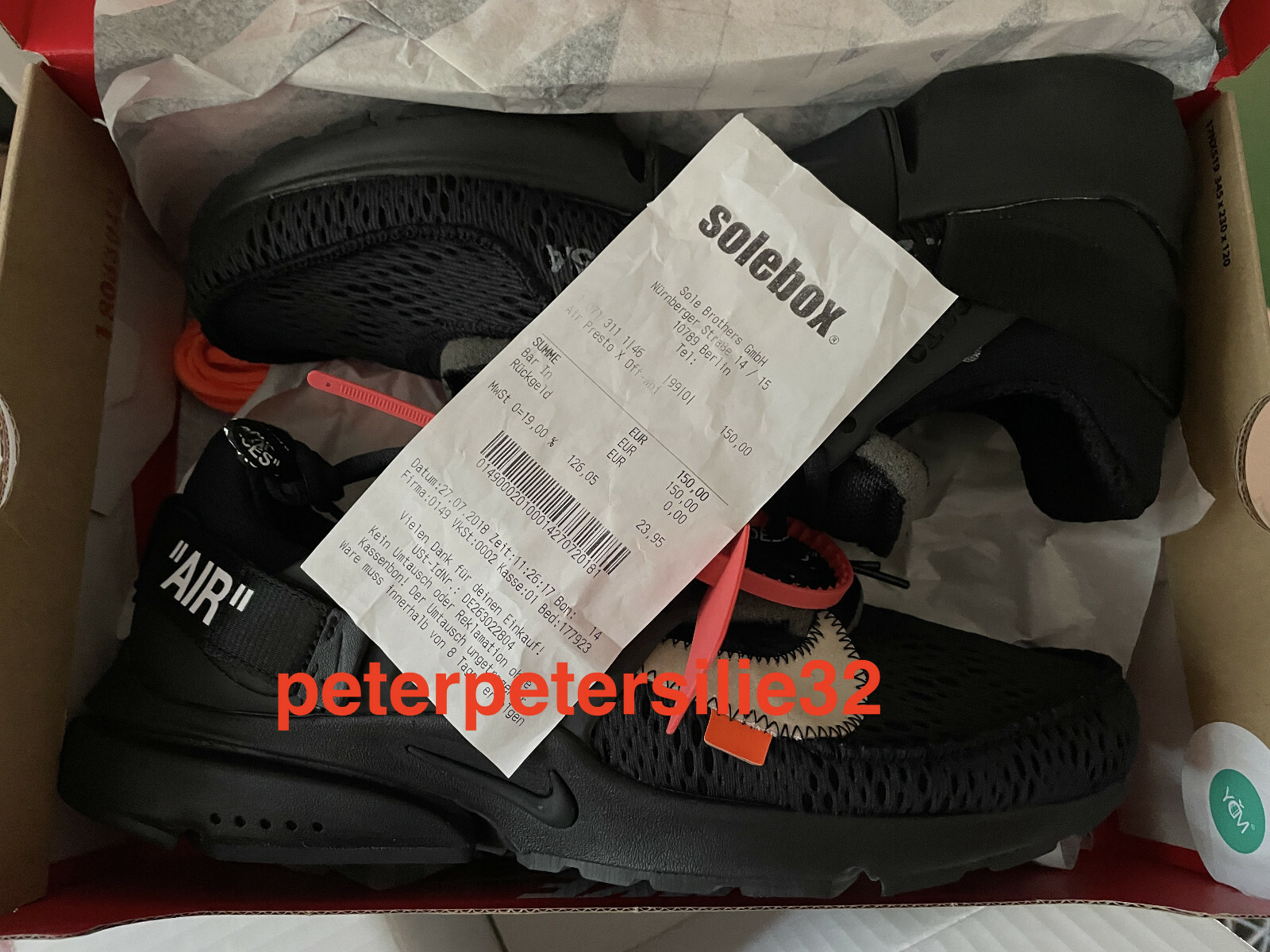 OFF WHITE X NIKE NUOVE Nike x Off bianche Presto The Ten nere 100% AUTENTICHE DS 10 10 EU46 US12 UK11
