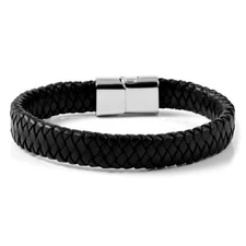 Bracelet Elegant Man Real Leather Braid And Steel Clasp Jerico 22CM 0224