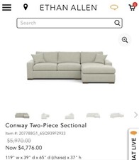 ethan allen conway two piece sectional