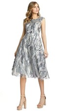 Mac Duggal 67495 Size 6 Jewel Neckline Tea Length Dress in Graphite $538