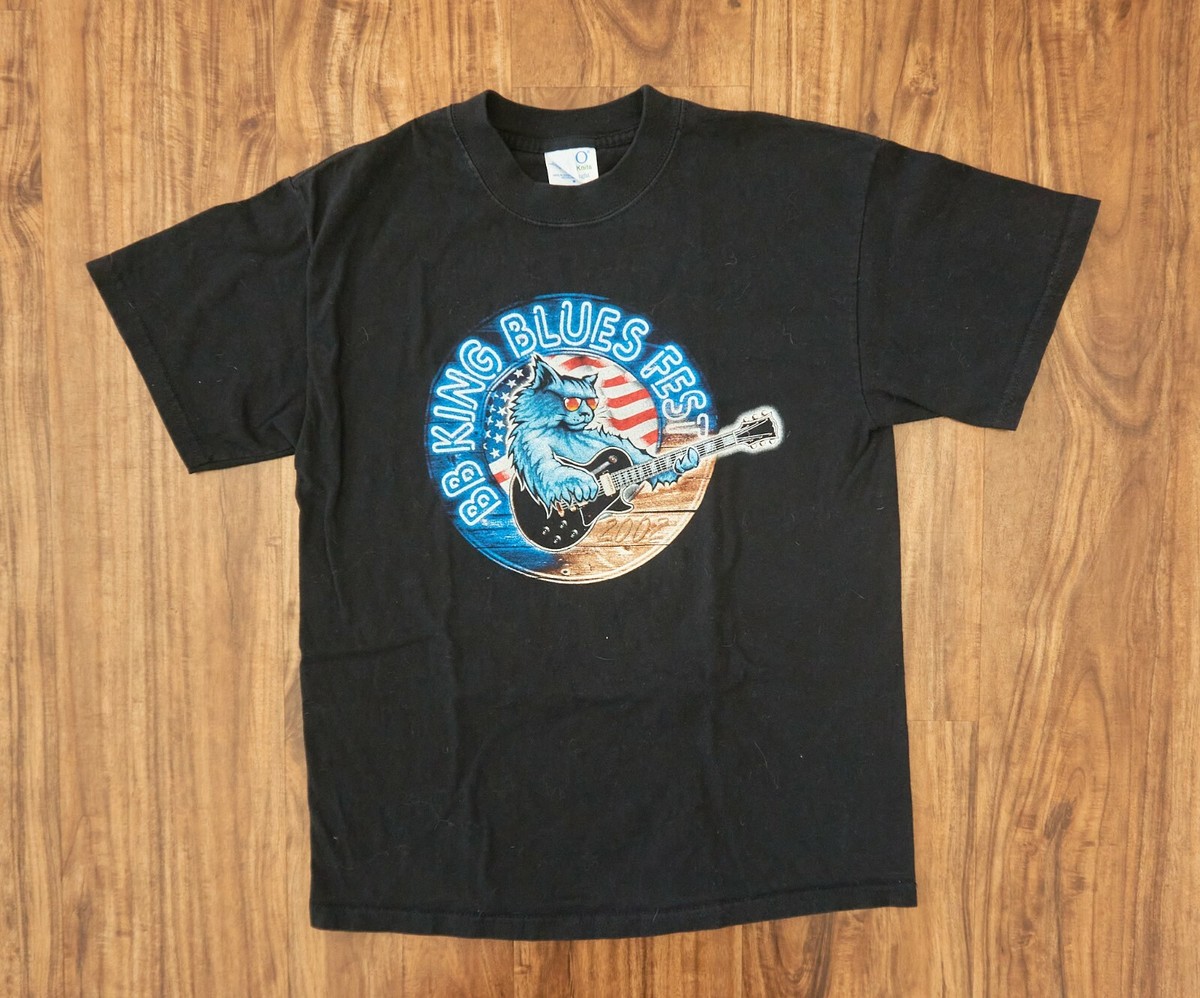 B.B. King Tシャツ 洋楽 ミュージシャン 2010 ブルース Vintage 2002 BB KING Blues Fest Men's Black T Shirt, Size M