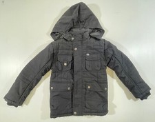 French Connection Boys Youth Black Quilted Zip Up Removable Hood Jacket Coat 6