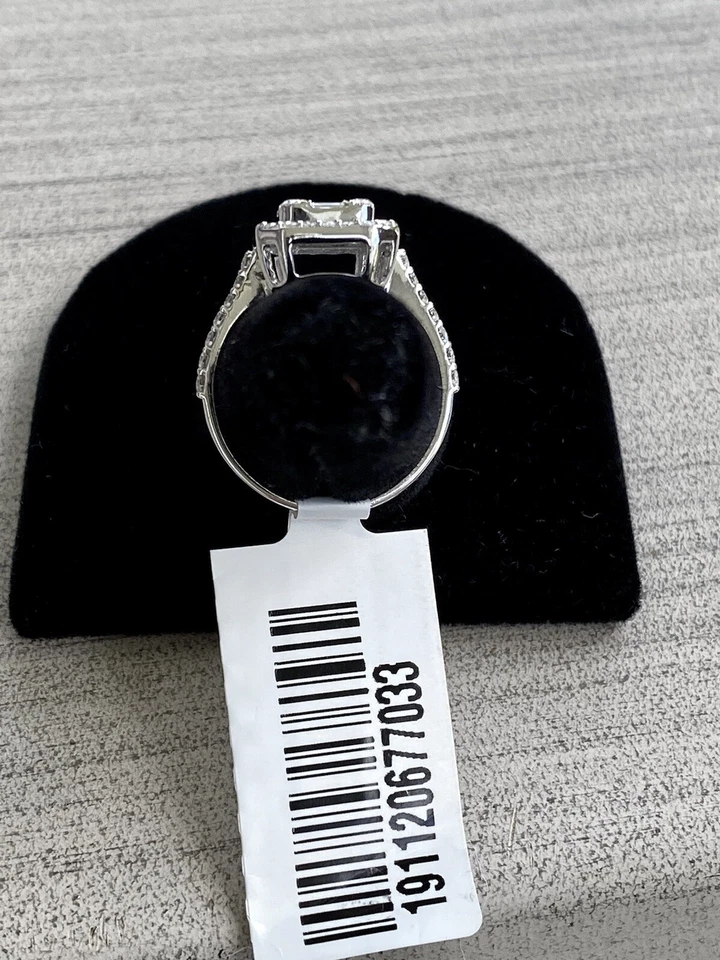 EFFY 1 CT EMERALD ROUND CUT WHITE DIAMOND ENGAGEMENT STATEMENT RING 14KWG/$6905 - Image 4 of 4