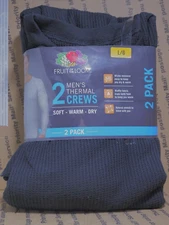2 Pack Fruit of the Loom Men’s Thermal Crew Shirts size Large new  c5