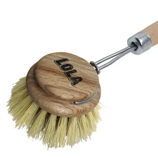LOLA "The Original" Pot & Pan Cleaning Brush W/ Natural Wood handle - 1 Count