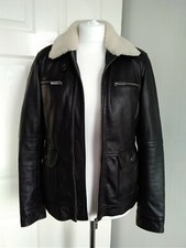 Fat Face Ladies Real Leather Black Jacket Size 12
