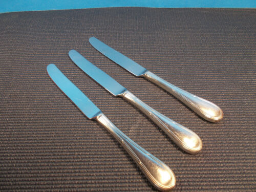 Ensemble de 3 couteaux de dîner 9 1/2" motif Oneida plaque d'argent plat vaisselle plat 9 1/2" - Photo 1 sur 2