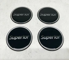 SUPERIOR WHEELS EMBLEMS DECALS SMALL BLACK EMBLEM SET OF (4) NEW