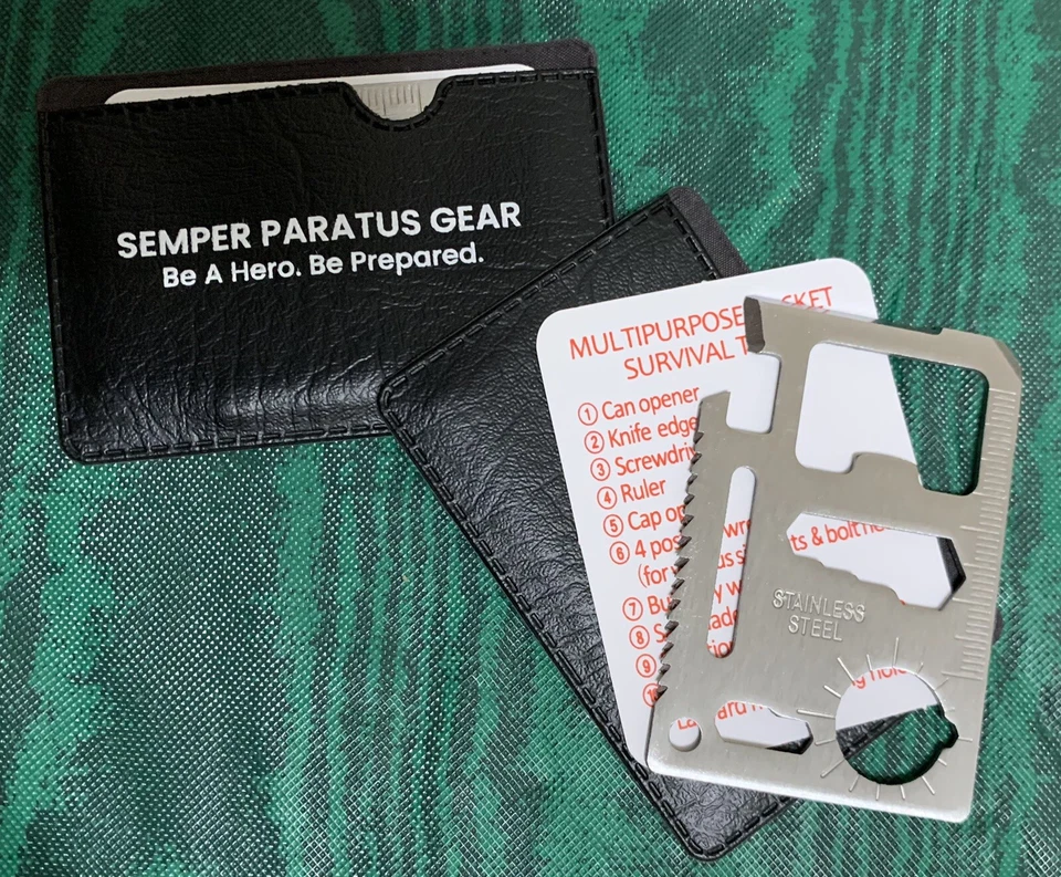 PAQUETE DE 100 FUNDAS - Lote a granel de engranajes Semper Paratus Multiherramienta tarjeta de bolsillo delgada 14 en 1 Foto 3 de 4