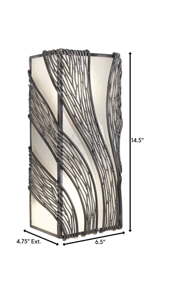 Pared de acero reciclado forjado a mano Varaluz 240W02 Flow 2 luces 15" - plateada Foto 2 de 4