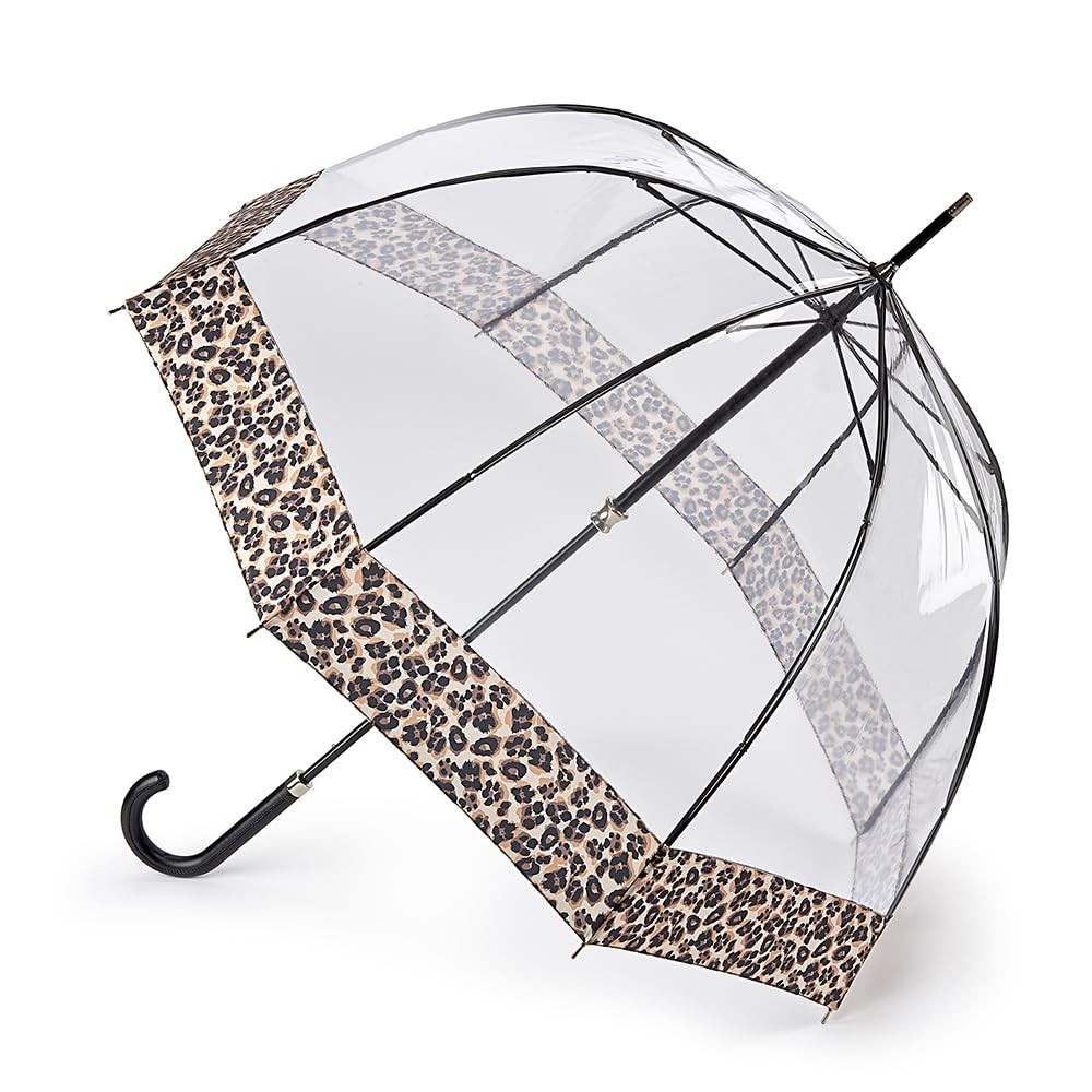 Fulton Luxe Birdcage Clear Dome Umbrella - Natural Leopard - Image 4