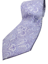 PAUL FREDRICK 100 Silk Tie Men's Purple White Paisley Necktie NEW