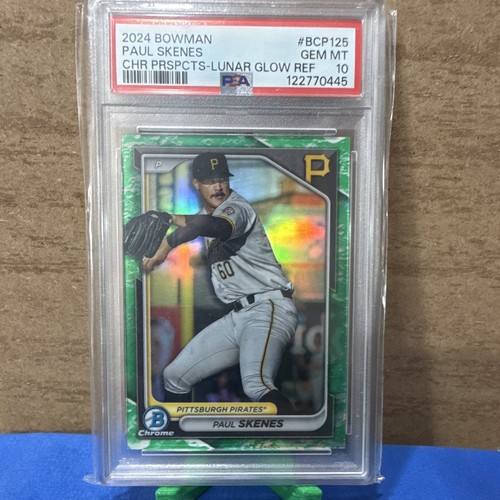 Topps 2024 Bowman Paul Skenes Pirates #BCP125 Lunar Glow Refractor PSA 10