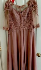 NWT JJ  s House 16 A-line chiffon lace Mother of the Bride dress Floral Beading