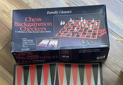 Vintage 1993 Pressman Chess Backgammon Checkers Family Classics COMPLETE 3 Games