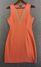 G by Guess Peachy Pink Gold Sequin Embellished Sheath Mini Dress Women’s Large