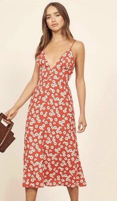Reformation Montague Red Oopsie Daisy Sleeveless Dress Size 2