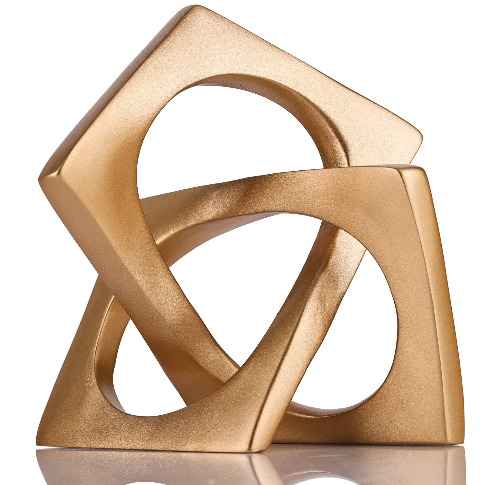 Abstract Geometric Knot Sculpture Gold Coffee Table Centerpiece Modern Decor