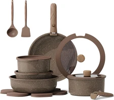 17PCS Pots and Pans Set Non Stick with Detachable Handle, Nonstick Cookware Sets