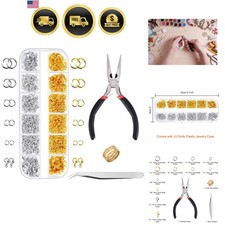 Jewelry Making Kit 1200Pcs Open Jump Rings Lobster Clasps Pliers Jewelry Find...