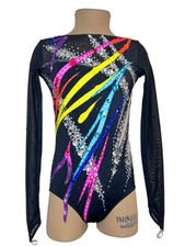 Black Rhythmic gymnastics leotard girls dance costume, competitive Age 8-10Years