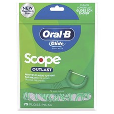 Oral-B Complete Glide Scope Outlast Dental Floss Picks Mint Flavor 75 Ea 12Pack