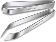 2 Pcs Fish Bone Tweezers, Fish Bone Pliers, Stainless Steel Flat and Slant Tweez