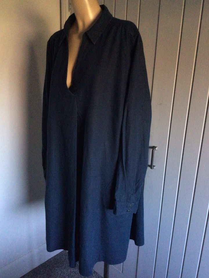 "Vestido de lino Fat Face para damas Reino Unido 20 cuello en V manga 3/4 bolsillos 38"" de largo" Foto 3 de 4