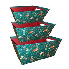 Christmas Hamper Gift Boxes 27cm, 29cm and 31cm Set of 3 Woodland Animals