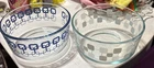 2 Vintage Geometric Pyrex Glass Bowls