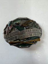 VINTAGE 1987  THE RIGHT TO BEAR ARMS  BELT BUCKLE  SISKIYOU PEWTER