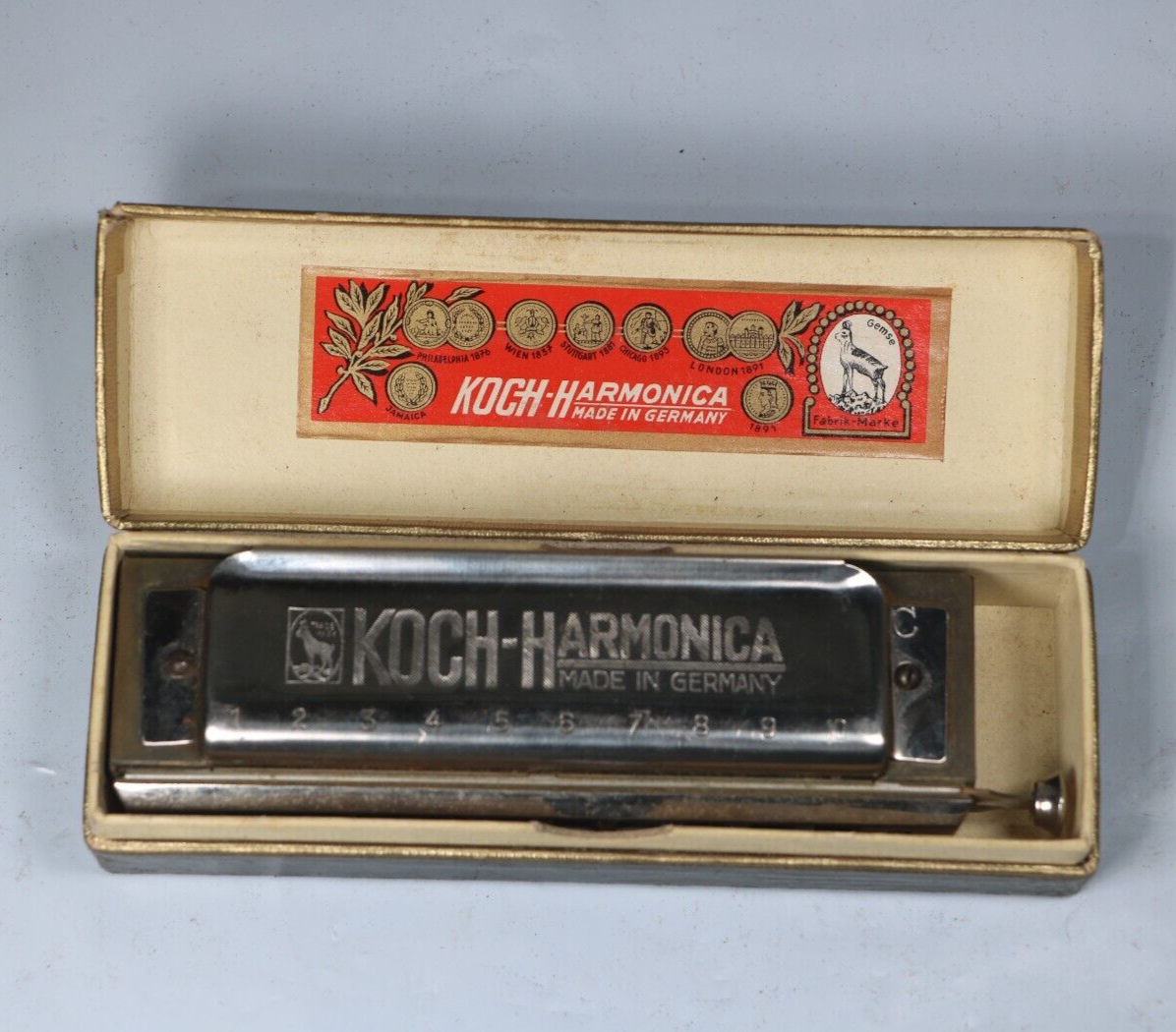 Vintage Chromatic Koch Harmonica Key of C 10 Hole 980/40 w Original Box