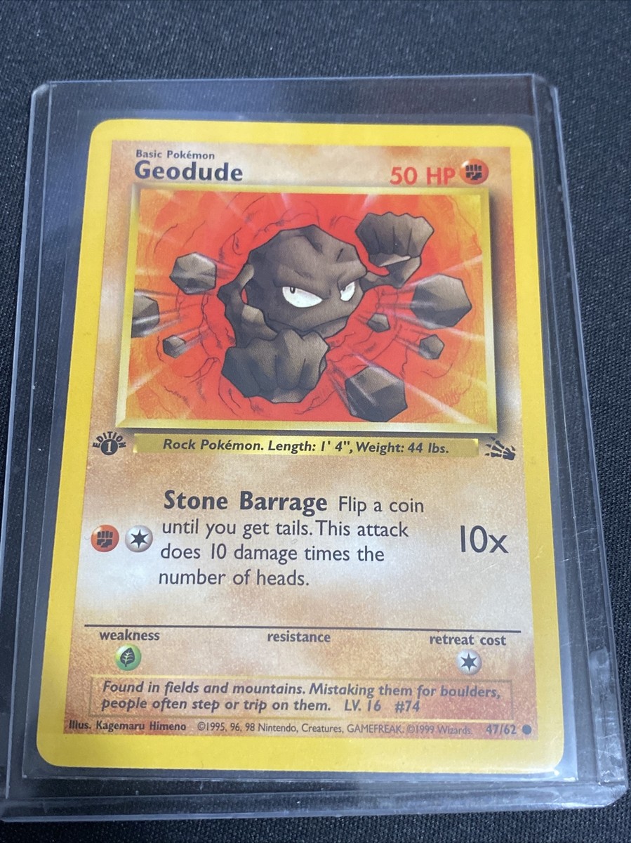 GEODUDE - 47/62 - VINTAGE 1st Edition Fossil - Common - Pokemon Card