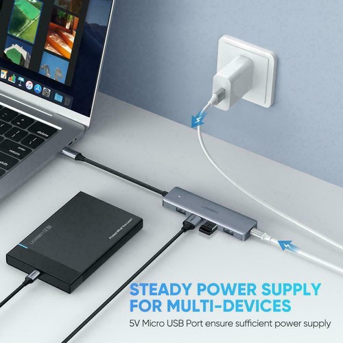 Ugreen 70336 4-Port USB3.0 Hub Type C Hub USB C to Port Adapter Data Laptop Mac - Picture 5 of 8