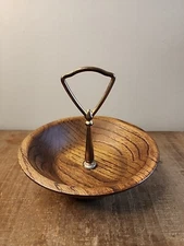 Vintage Heirloom Walnut Ware Handled Nut Candy Snack Walnut Bowl