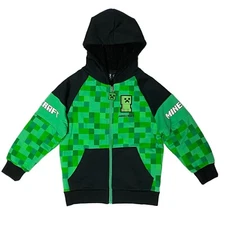 Minecraft Creeper SHERPA Fleece Zip Hoodie Boys Sizes 5-16